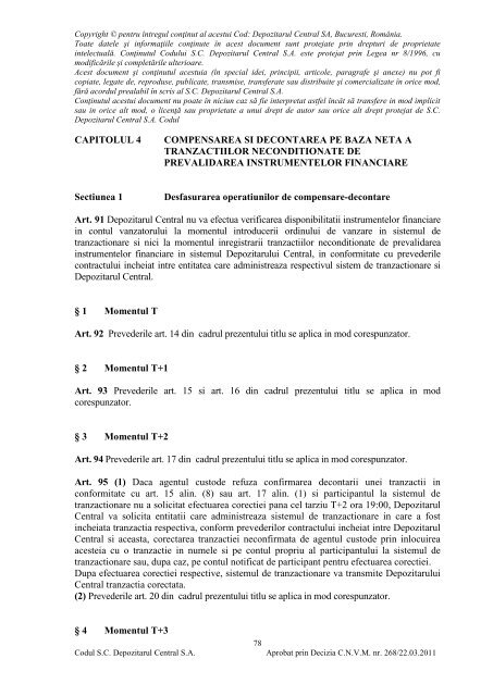 Codul Depozitarului Central (pdf) - Depozitarul Central