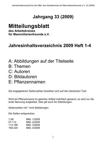 Jahresinhaltsverzeichnis 2009 - Arbeitskreis für ...