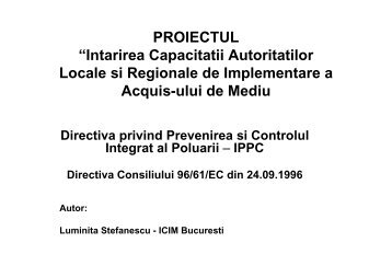 Directiva privind prevenirea si controlul integrat al ... - COWI Projects