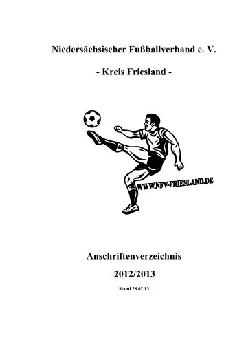 NFV Friesland Anschriftenverzeichnis (PDF) - Eintracht Wangerland