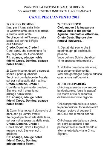 I canti per l'Avvento, in formato PDF - Comunità Pastorale 'Beata ...