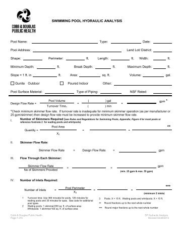 Hydraulic Analysis Worksheet - Cobb & Douglas Public Health