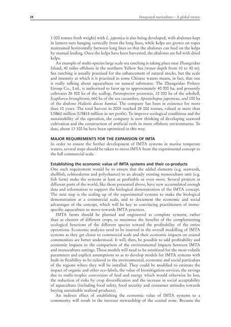 Integrated multi-trophic aquaculture (IMTA) in marine temperate waters