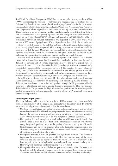 Integrated multi-trophic aquaculture (IMTA) in marine temperate waters