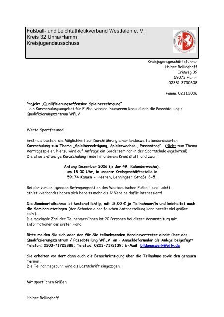 Fußball- und Leichtathletikverband Westfalen e. V. Kreis 32 Unna
