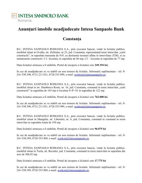 Constanta - Intesa Sanpaolo Bank