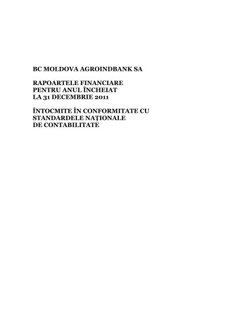 Raport Anual conform SNC - Moldova-Agroindbank