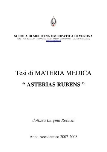 Tesi di Materia Medica :ASTERIAS RUBENS - Omeopatia