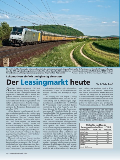 Der Leasingmarkt heute Von Dr. Walter Breinl - Railpool GmbH