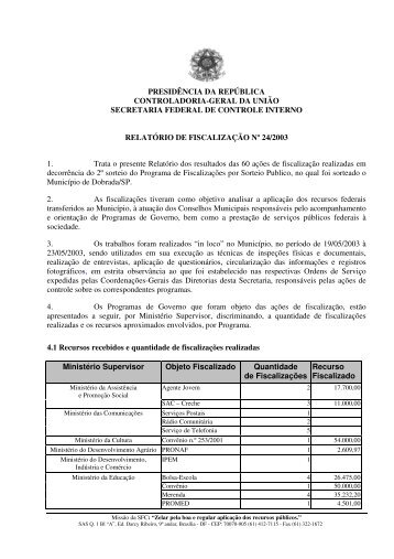 relatório de fiscalização nº 24 município de dobrada - Controladoria ...