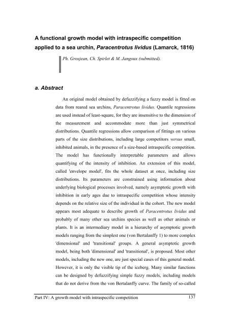 Growth model of the reared sea urchin Paracentrotus ... - SciViews