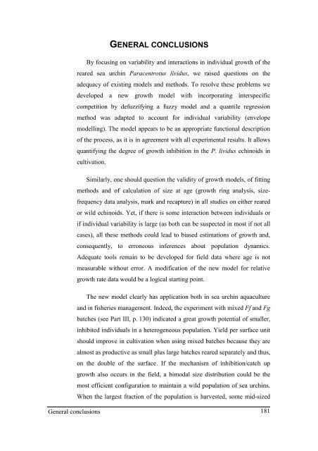 Growth model of the reared sea urchin Paracentrotus ... - SciViews