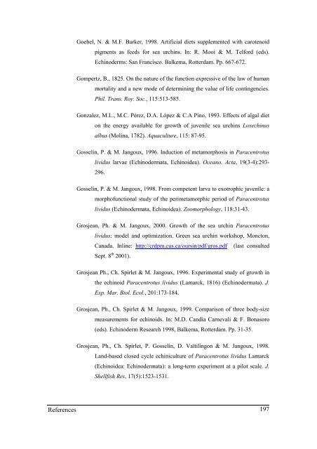 Growth model of the reared sea urchin Paracentrotus ... - SciViews