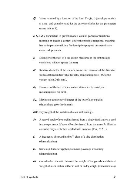 Growth model of the reared sea urchin Paracentrotus ... - SciViews