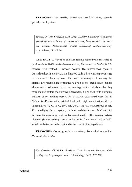 Growth model of the reared sea urchin Paracentrotus ... - SciViews