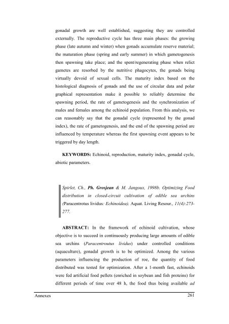 Growth model of the reared sea urchin Paracentrotus ... - SciViews