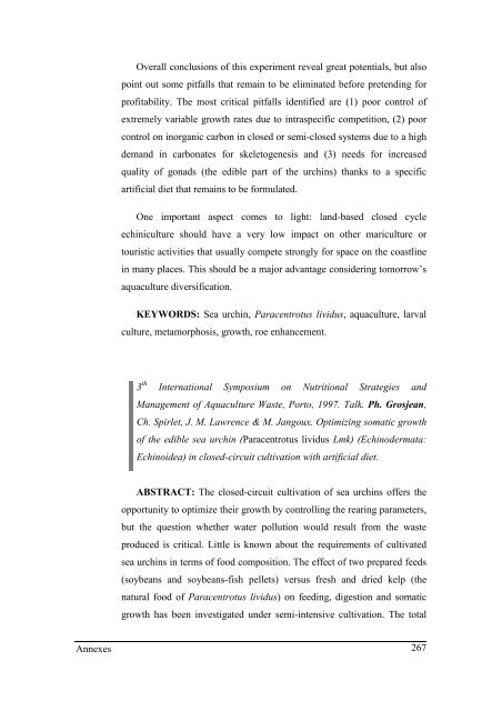 Growth model of the reared sea urchin Paracentrotus ... - SciViews