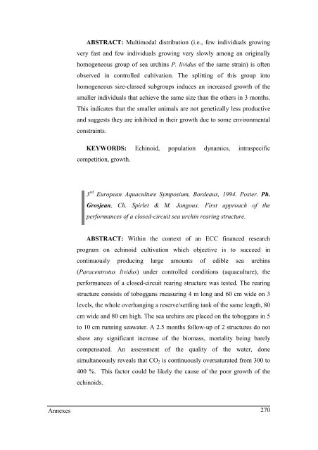 Growth model of the reared sea urchin Paracentrotus ... - SciViews