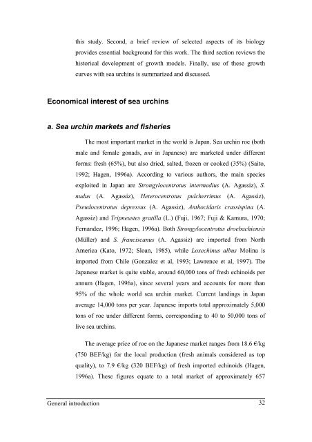 Growth model of the reared sea urchin Paracentrotus ... - SciViews