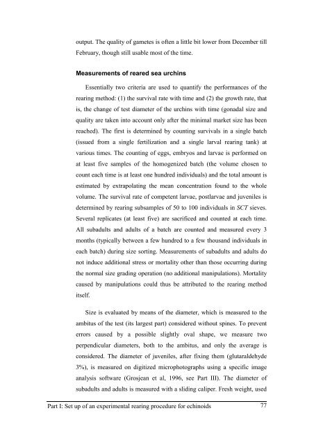 Growth model of the reared sea urchin Paracentrotus ... - SciViews