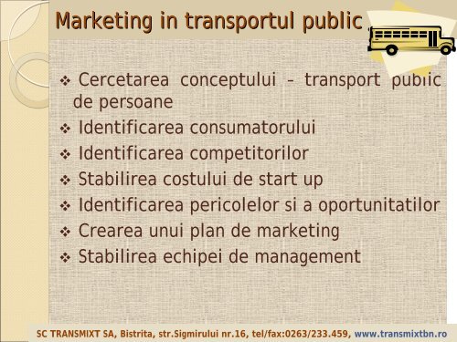 Marketing in transportul public - URTP