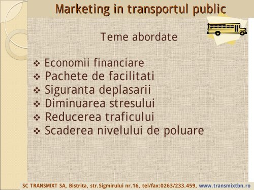 Marketing in transportul public - URTP