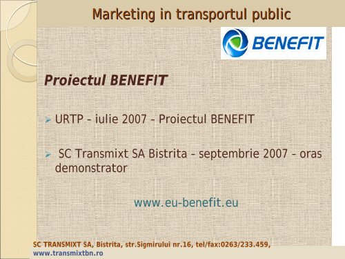 Marketing in transportul public - URTP