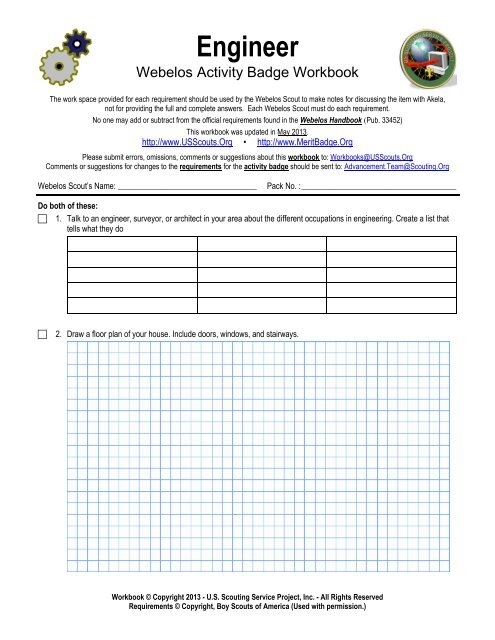 Engineer Worksheet - Merit Badge Research Center