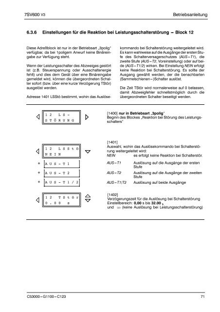 DigitaIer LeistungsschaIter versagerschutz SIPROTEC 7Sv600 v .0