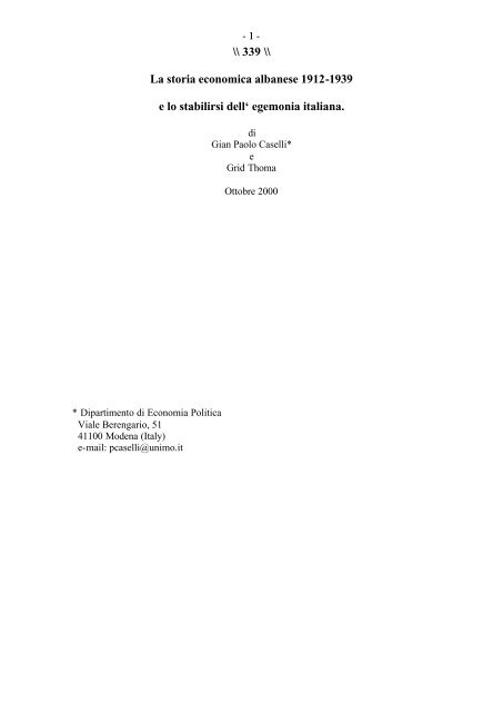 \\ 339 \\ La storia economica albanese 1912-1939 e lo stabilirsi dell ...