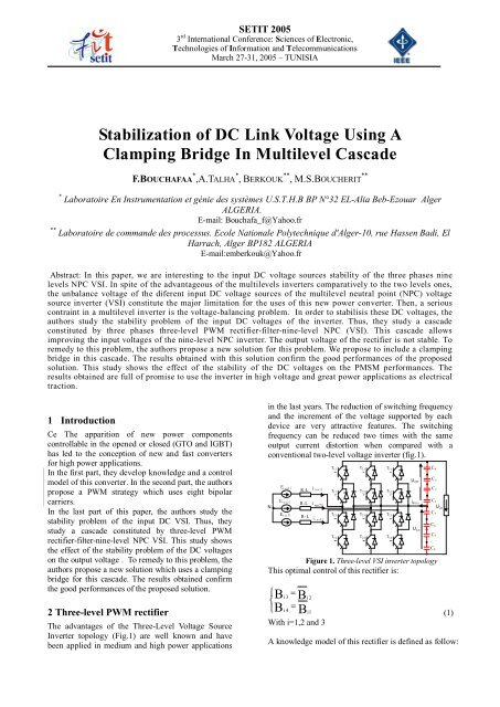 Stabilization of DC Link Voltage Using A Clamping Bridge In ...