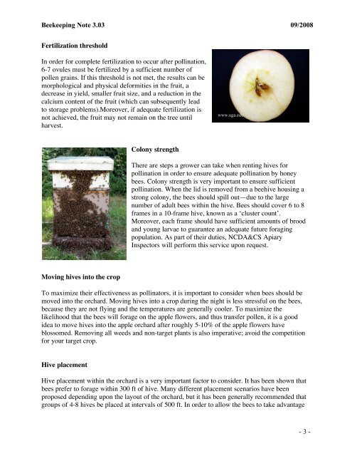 the role of honey bees in apple pollination - North Carolina State ...