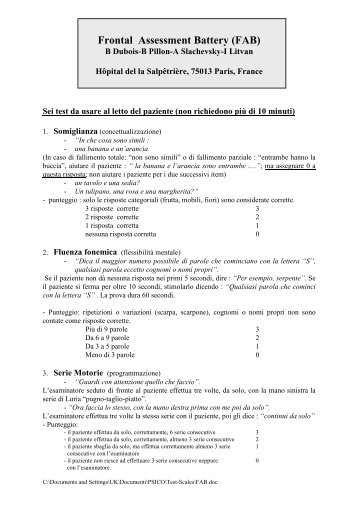 Frontal Assessment Battery (FAB)