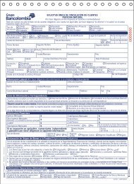 Formato de vinculación persona natural (F-557) - Bancolombia