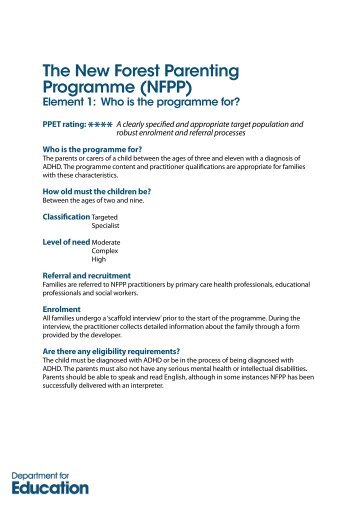 The New Forest Parenting Programme (NFPP)