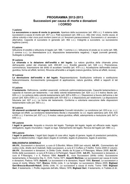 Programma successioni - Consiglio Notarile dei Distretti Riuniti di ...