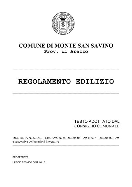 Testo del regolamento Comune di Monte San Savino