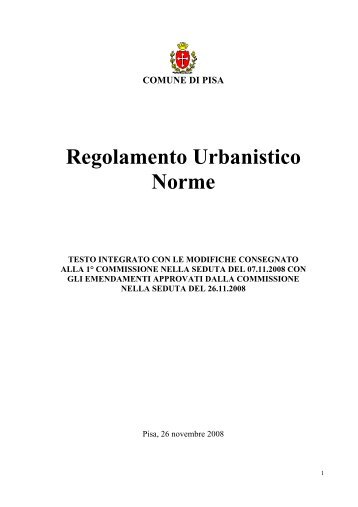 Norme del Regolamento Urbanistico - Comune di Pisa