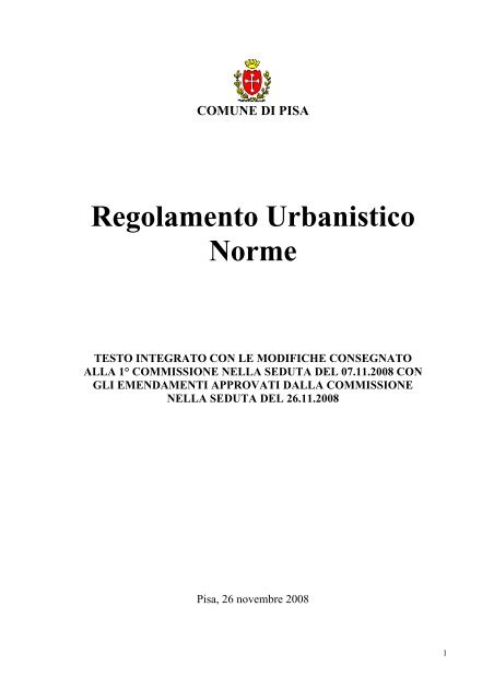 Norme del Regolamento Urbanistico - Comune di Pisa