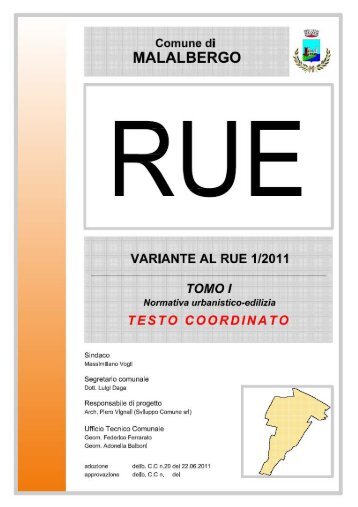 Variante al RUE 1/2011 - Comune di Malalbergo