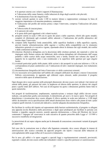 Regolamento Edilizio - Comune di Siracusa