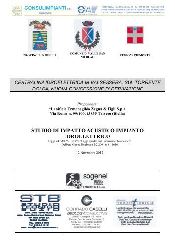 Valutazione impatto acustico.pdf - Provincia di Biella