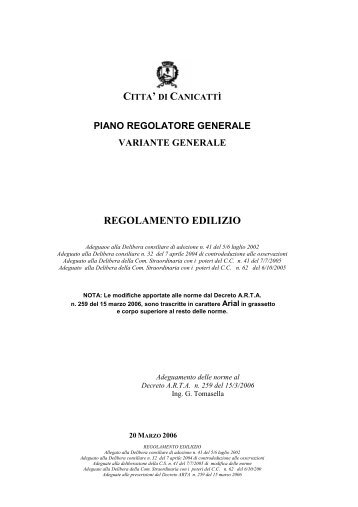 Regolamento edilizio adeguato al decreto regionale 259 ... - Canicattì