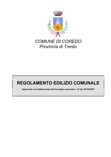 Regolamento Edilizio 2007 - Comune di Coredo