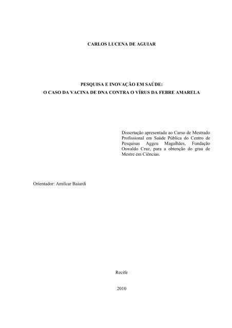 Dissertação Carlos Lucena de Aguiar - Centro de Pesquisas Aggeu ...