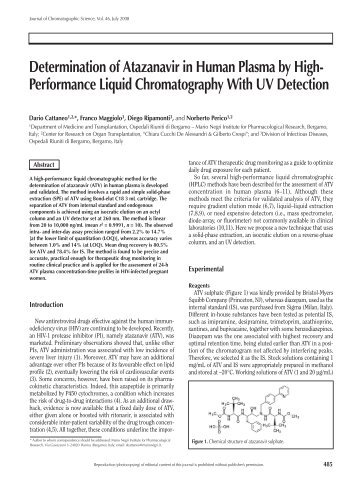 Determination of Atazanavir in Human Plasma by High - Journal of ...