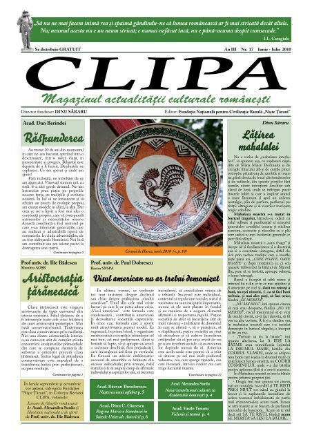 Magazinul actualităţii culturale româneti - Revista Clipa