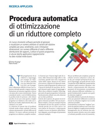 Procedura automatica di ottimizzazione di un riduttore ... - KISSsoft AG