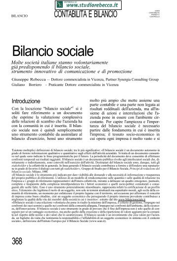 Bilancio sociale - Studio Rebecca & Associati