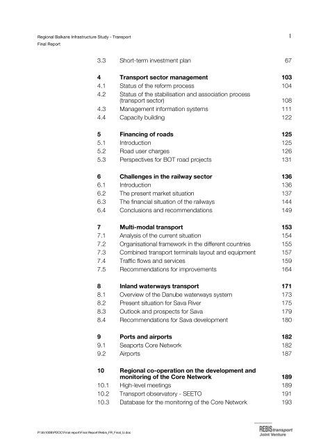 Regional Balkans Infrastructure Study Transport - WBC-INCO Net